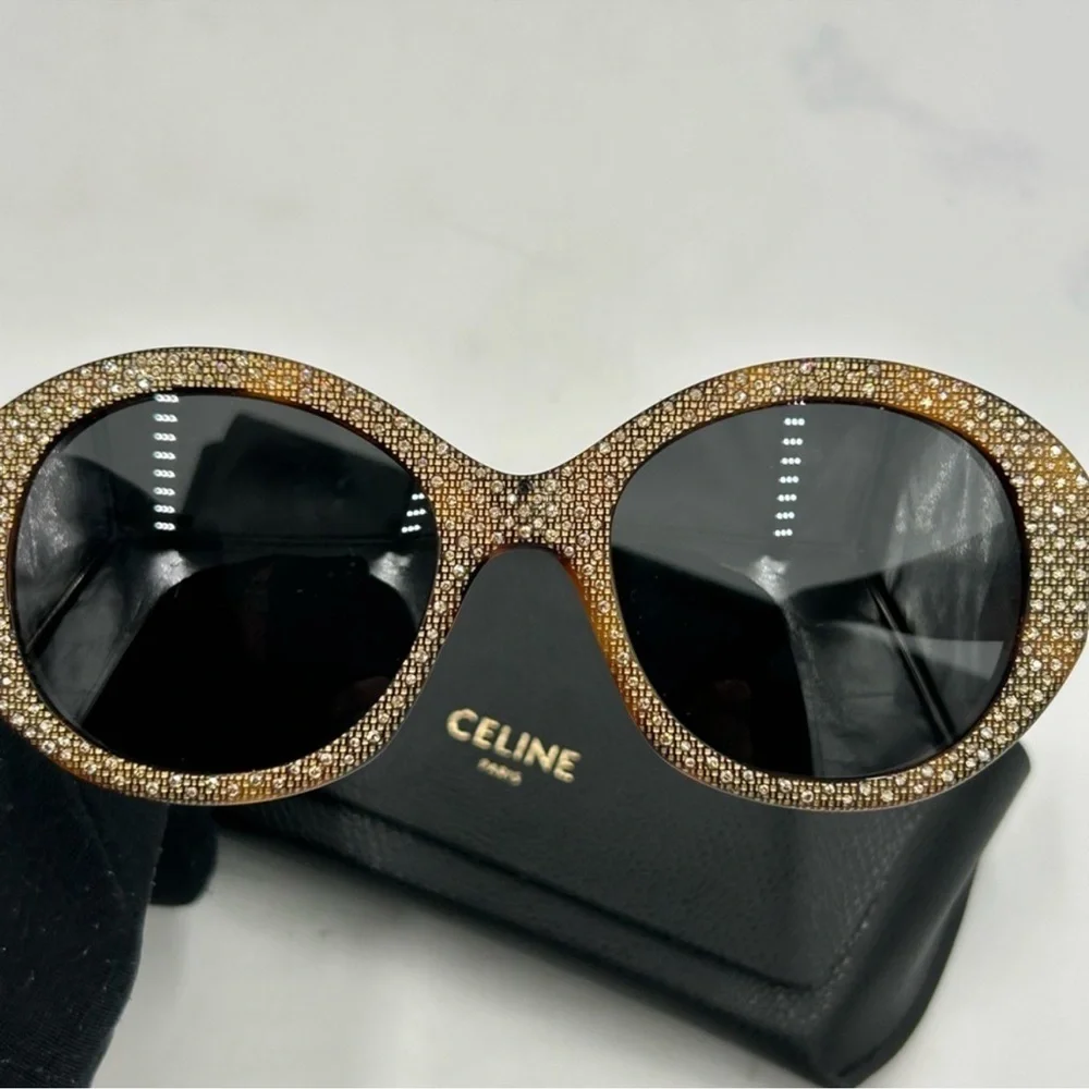 Women’s Celine Havana brown crystal sunglasses made in Italy
